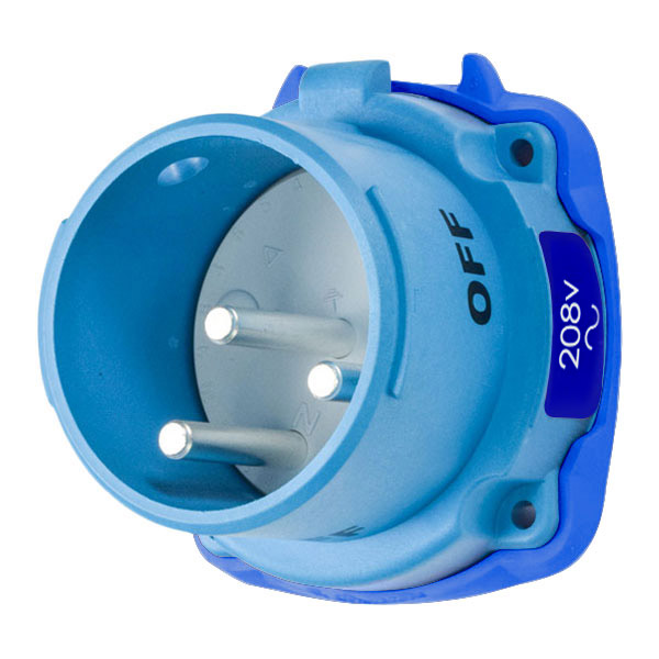 33-38162 - DS30 INLET POLY BLUE SIZE 3 TYPE 3R 2P+G 30A 208 VAC 60 Hz NO AUX